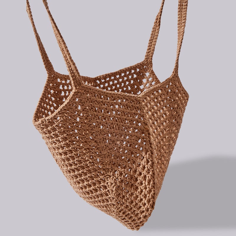 Hollow-out Hand-woven Linen Cotton Shoulder Bag, Large Capacity Casual Crossbody Bag - Image 4