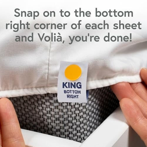 Berkland [King] SheetSnaps Bed Sheet Corner Labels – Know Which Way The Sheets Go for Easy Bed Making – 6pk- Color-Coded, Snap-On Tags for Size Identification – Laundry Hack, Machine Washable Sheet Organizer - Image 3