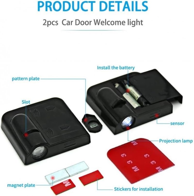 قطعتان من مصابيح شعار باب السيارة، جهاز عرض شعار LED ليزري، متوافق مع جميع سيارات مرسيدس، لاسلكي عالمي - Image 4