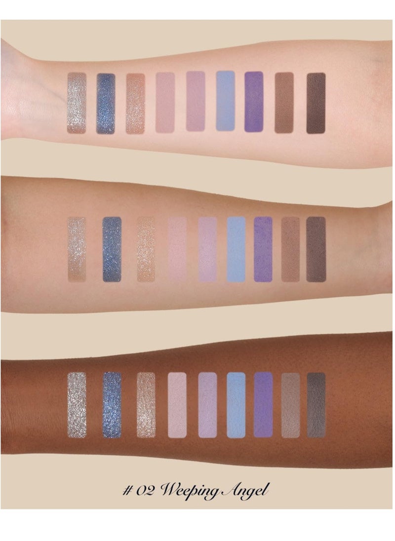 Flower Knows Flower Knows Little Ange1 9-Color Eyeshadow Palette 10.5g - Highly Pigmented, Versatile, and Long-Lasting Colors (02 Weeping Ange1 - Midnight Blue Moon Palette, 10.5g)  - Image 3