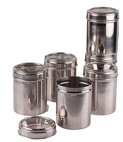 Dynore Stainless Steel Set of 6 See Through Canister, Steel Container 1 Liter Each - Image 2