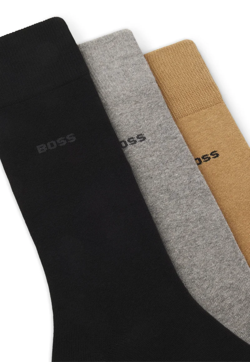 BOSS Three-pack of regular-length socks with logos