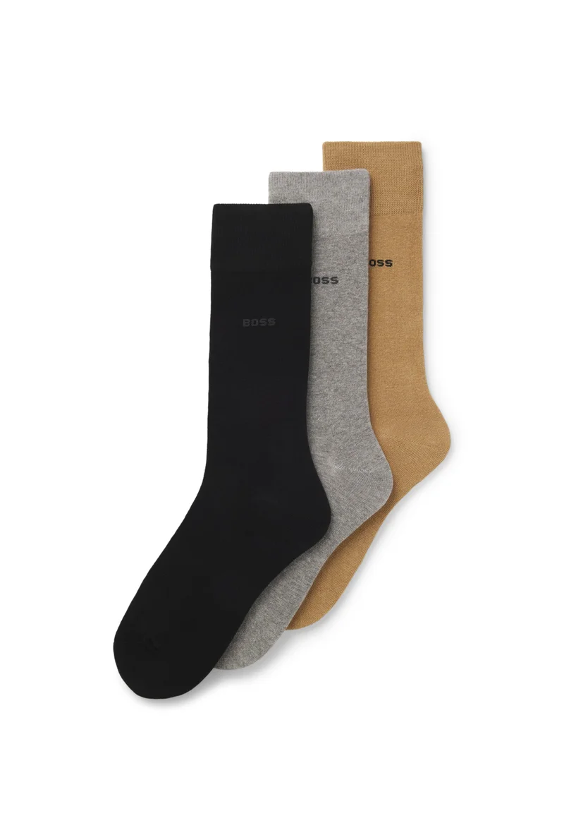 BOSS Three-pack of regular-length socks with logos