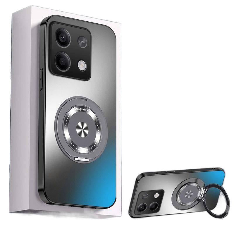 LS غطاء MagSafe لـ Redmi Note 14 Pro مع حامل قائم ومغناطيس قوي مع لمسة نهائية غير لامعة مع دوران 360 درجة باللون رمادي مغناطيسي بوظيفة حامل باللون الأحمر باللون الرمادي - Image 1