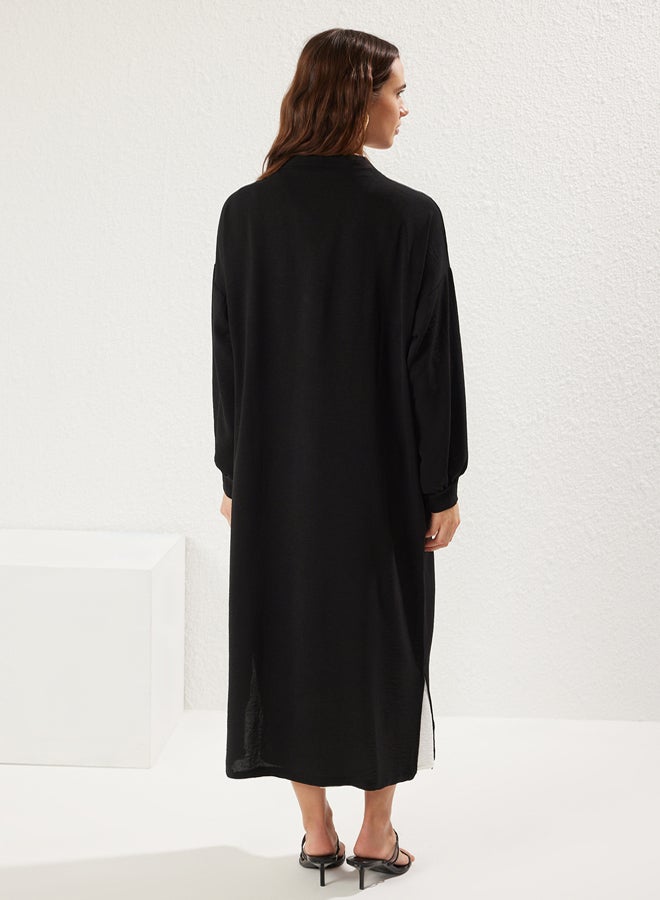 trendyol Black Buttoned Woven Cape & Abaya & Kimono - Image 5
