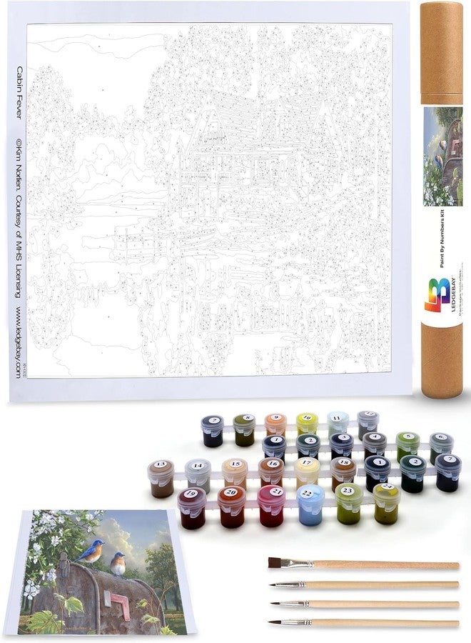 Ledgebay DIY Paint by Numbers Kit for Adults Unframed Canvas: Beginner to Advanced Paint by Numbers Kit Kits Include Acrylic Paint Set, Brushes&Tabletop Easel (Rural Route Bluebirds 16"x20" Unframed) - Image 2