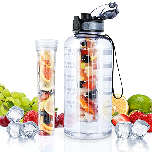 UTEBIT Fruit Infuser Water Bottle - 68 OZ Leakproof Plastic Infusion Bottle With Straw for Gym, Camping, Travel, Outdoor - Image 1