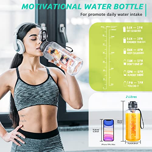 UTEBIT Fruit Infuser Water Bottle - 68 OZ Leakproof Plastic Infusion Bottle With Straw for Gym, Camping, Travel, Outdoor - Image 5