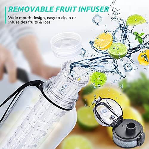 UTEBIT Fruit Infuser Water Bottle - 68 OZ Leakproof Plastic Infusion Bottle With Straw for Gym, Camping, Travel, Outdoor - Image 2