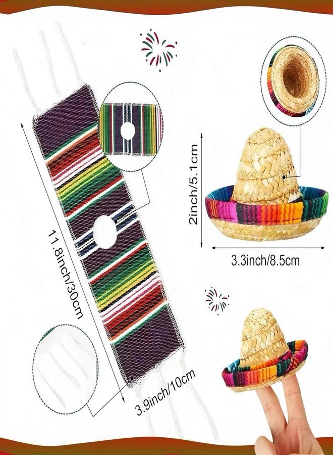Lumadecor 2 Sets Mini Sombrero Hats & Serapes Bottle Toppers for Cinco De Mayo Mexican Fiesta Party Decor (2) - Image 3