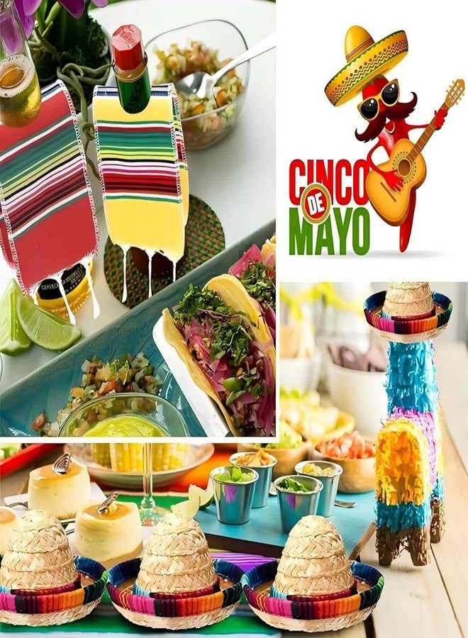 Lumadecor 2 Sets Mini Sombrero Hats & Serapes Bottle Toppers for Cinco De Mayo Mexican Fiesta Party Decor (2) - Image 4