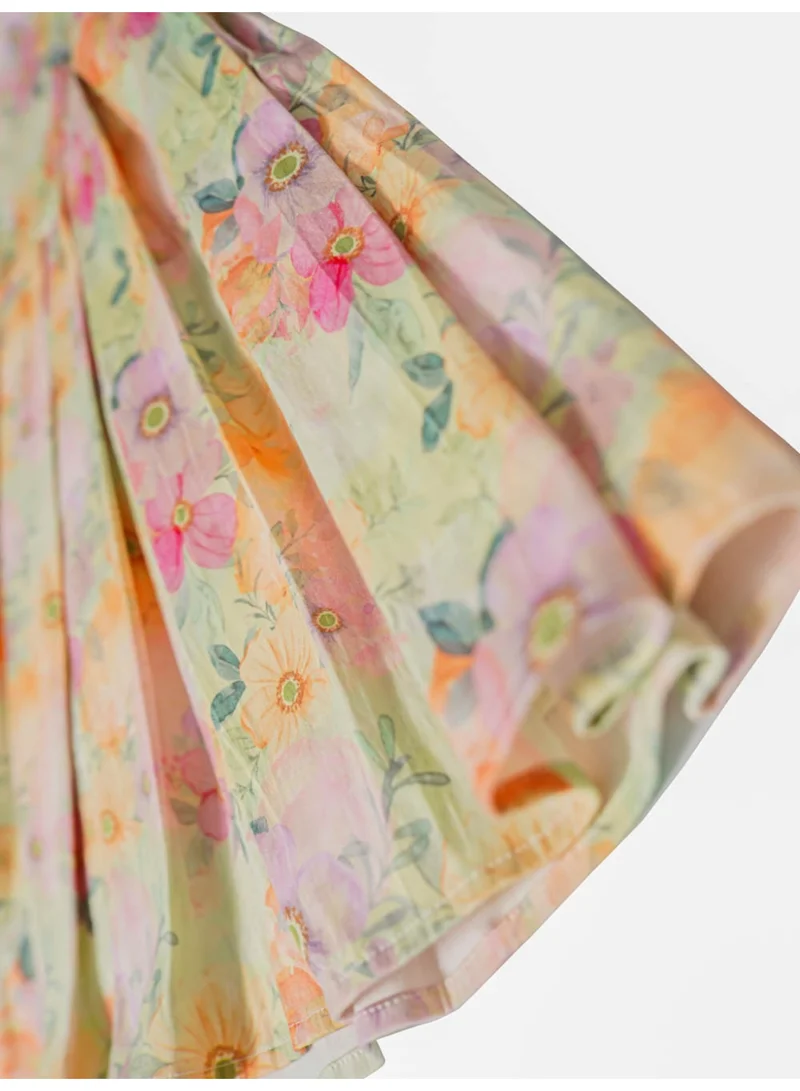 Luxe & Hardy فستان ساتان مزهر واسع للبنات