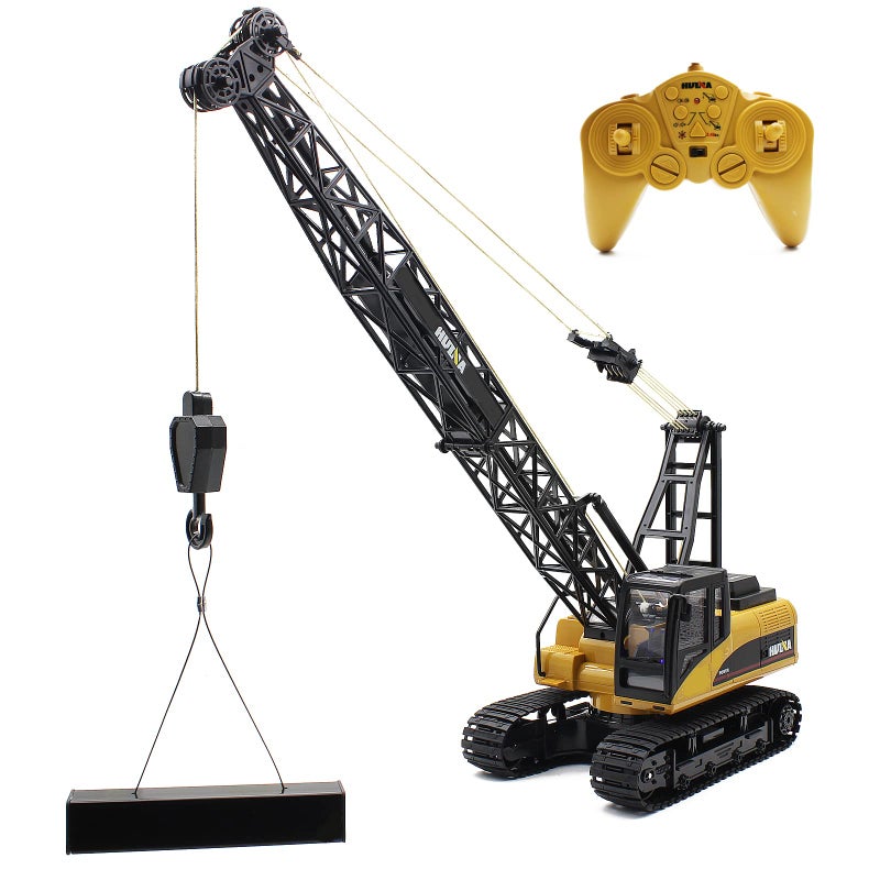 Fistone 114 RC Truck Crawler Tower Crane Hoist Dragline Diecast Model Lifiting Cable Remote Control Excavator Tractor Digging Engineering Toy Construction Vehicle