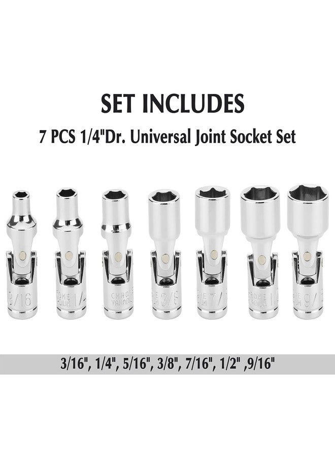 EMENTOL 7PCS 1/4" Drive Universal Joint Socket Set, 6 Point, SAE Universal Flex Socket Set, CR-V, Swivel Head, 3/16 Inch - 9/16 Inch - Image 2