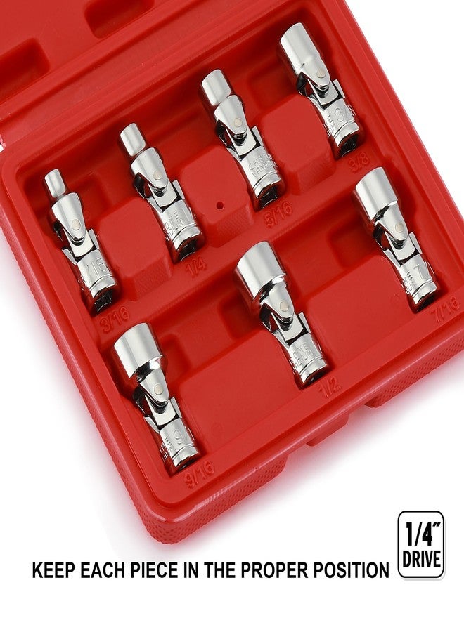 EMENTOL 7PCS 1/4" Drive Universal Joint Socket Set, 6 Point, SAE Universal Flex Socket Set, CR-V, Swivel Head, 3/16 Inch - 9/16 Inch - Image 5