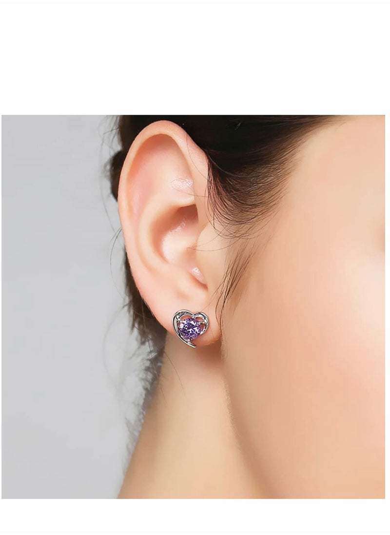 SYOSI - 925 Sterling Silver Stud Earrings Set, Hypoallergenic For Women, Flower Clear Cubic Zirconia Earrings, 9 Pairs Different Sizes Earring Studs - Image 1
