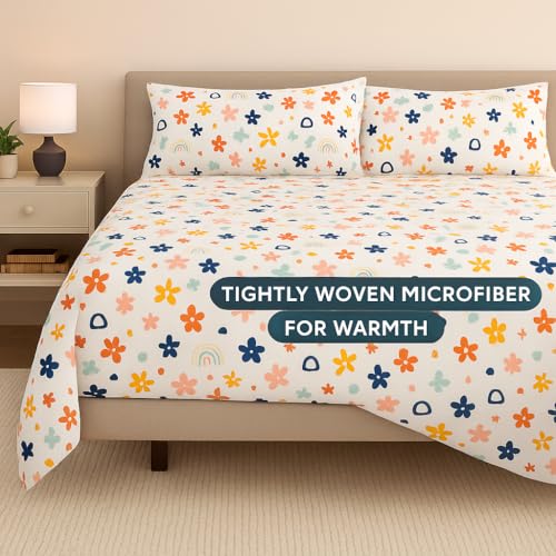 Cottington Lane Rainbow Bed Sheet for King Size Bed – Kids/Girls/Teens Bedsheet with 2 Pillow Covers | Soft Microfiber | Colorful & Fun Rainbow Splash Print - Image 3