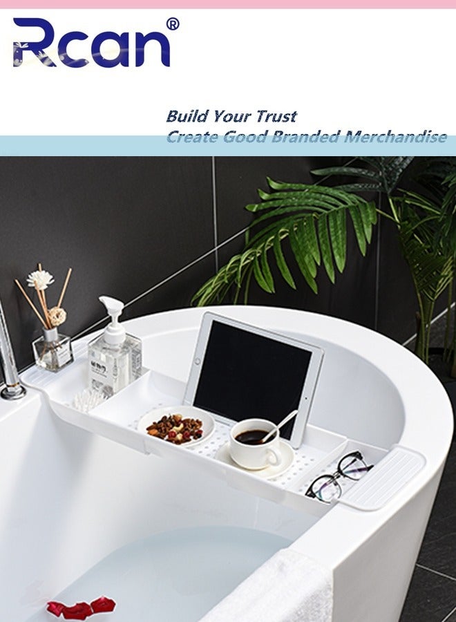 ركان صينية حوض الاستحمام، رف تخزين قابل للتوسيع لحوض الاستحمام، منظم حوض استحمام متعدد الوظائف لمستلزمات غسيل الودائع في الحمام، كتاب - Image 2