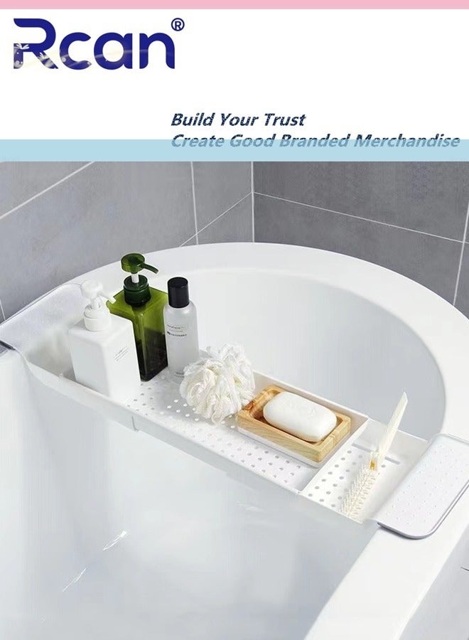 ركان صينية حوض الاستحمام، رف تخزين قابل للتوسيع لحوض الاستحمام، منظم حوض استحمام متعدد الوظائف لمستلزمات غسيل الودائع في الحمام، كتاب - Image 5