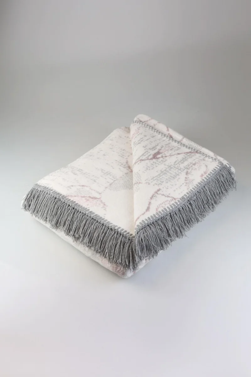 ميرينوس Aksu Cotton Blanket, Light Grey-Powder Blanket, Christmas Gift 180X220CM