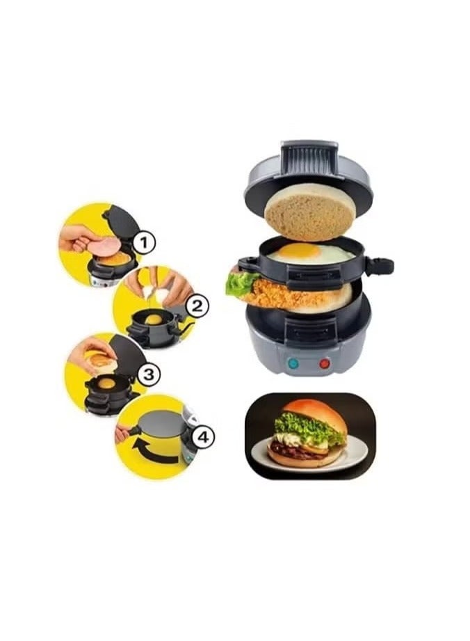 آر إيه أف برجر كهربائي 3 في 1، صانع ساندويتشات وشواية صغيرة - محمصة غير لاصقة للسندويشات والبرجر والوجبات الخفيفة المشوية والمزيد - صغيرة الحجم وسهلة التنظيف - Image 4