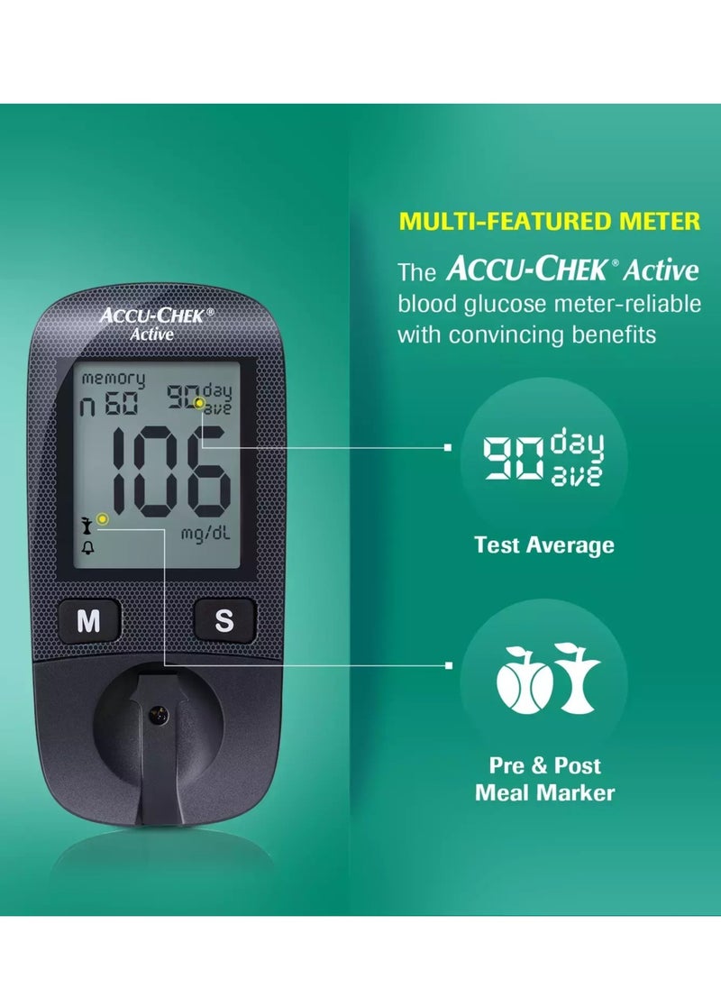 ACCU-CHECK ACTIVE - ACCU-CHEK Active Blood Glucose Monitoring System With 100 Test Strips - Image 1