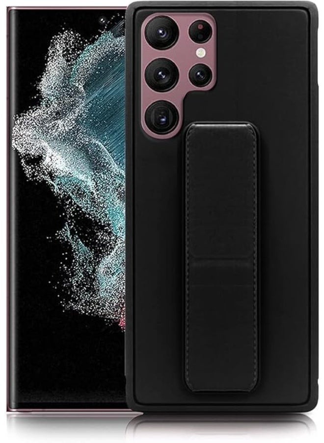 Raxoom Samsung Galaxy S22 Ultra Back Stand Leather Case & Cover with Magnet Holder & Hand Grip
