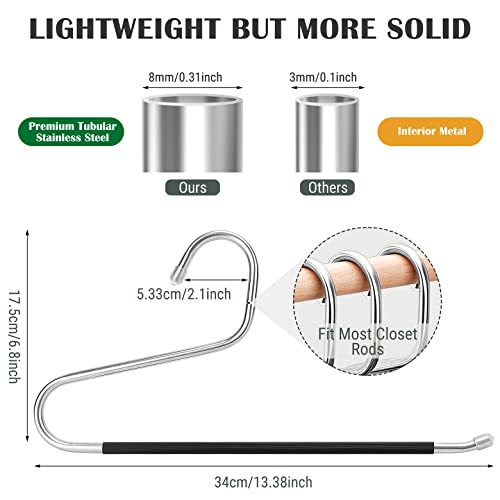 DOIOWN Open Ended Pants Hangers, Stainless Steel Pants Jean Hangers 8 mm Thick, Multifunctional Non-Slip Hangers for Heavy Pants, Jeans, Trousers, Scarf, Space-Saving Clothes Hangers for Women and Men - Image 2