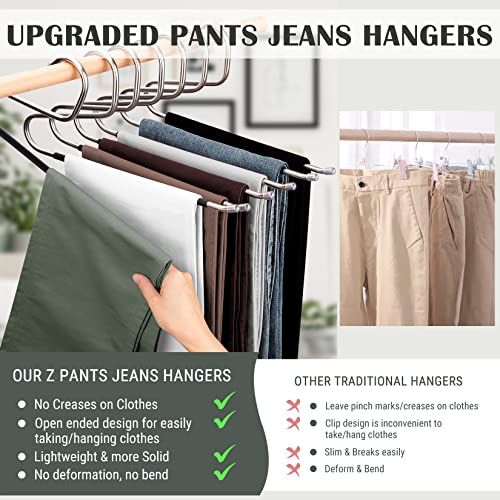 DOIOWN Open Ended Pants Hangers, Stainless Steel Pants Jean Hangers 8 mm Thick, Multifunctional Non-Slip Hangers for Heavy Pants, Jeans, Trousers, Scarf, Space-Saving Clothes Hangers for Women and Men - Image 5