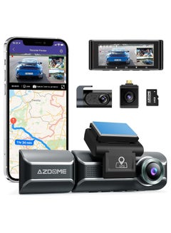 AZDOME M550 Pro 3 Channel 4K Dash Cam, 4K+1080P Front and Rear,  1440P+1440P+1080P Three Way Triple Car Camera, Built-in 5GHz WiFi GPS, 64GB  Card Included, IR Night Vision, Capacitor, 24H Parking Mode