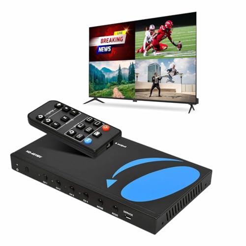 OREI HDMI Switcher 4 in 1 Out with Quad Screen Multiviewer Supports 1080p DTSDolby Audio IR Remote Control Seamless Switching Compatible with HDMI Devices - Image 1