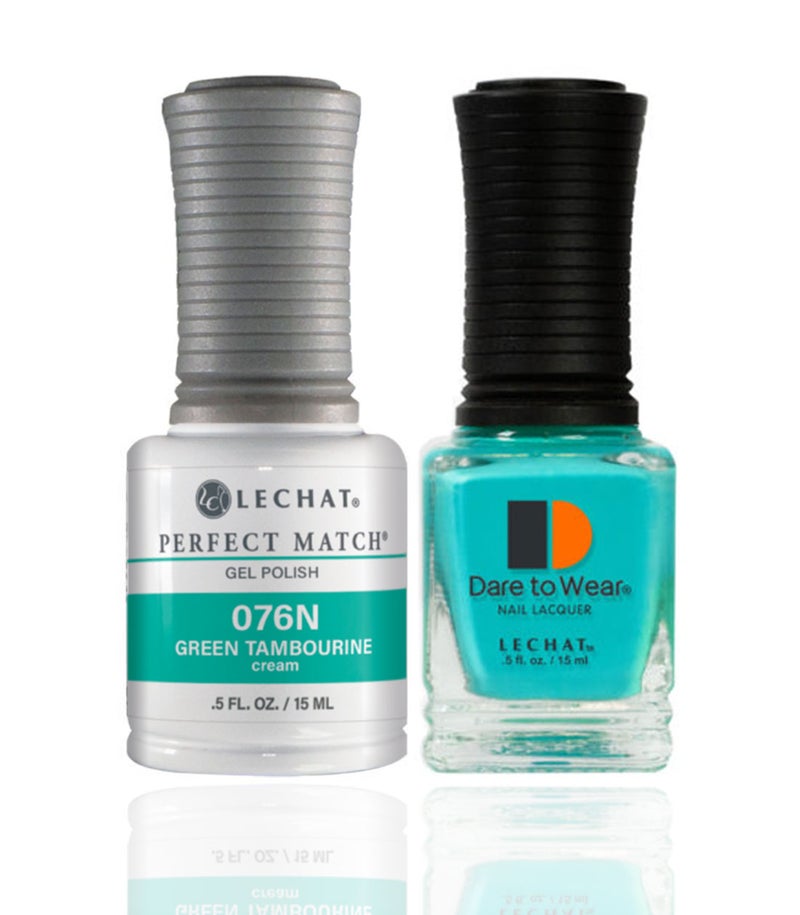 Lechat Perfect Match Gel Nail Polish 15ml Soak Off Long Lasting High Shine UV LED Gel Non Toxic Easy Application Wide Color Range for Manicure and Pedicure  Green Tambourine PMS076N