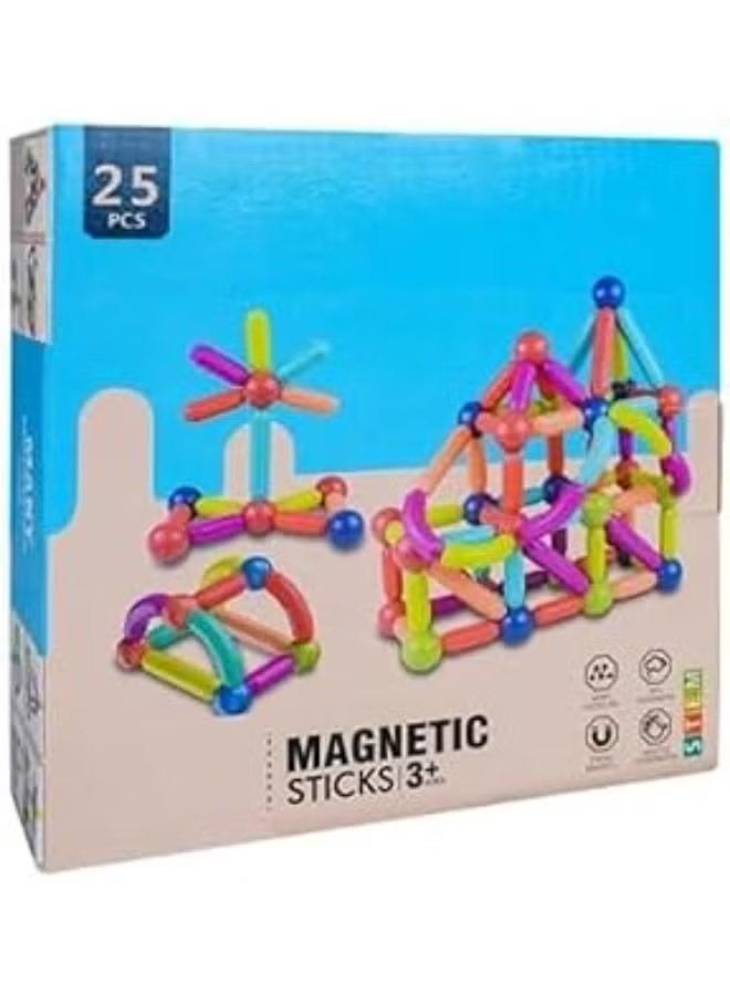 Magnetic Sticks Balls and Rods Set, Building Blocks and Sticks Educational Stacking Toys for Kids Boys Girls 25 Pcs - Image 2