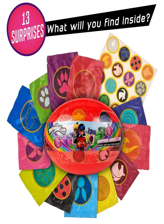 Miraculous 13pc Surprise Miracle Box -Zag Heroez Themed Ladybug and Cat Noir Toys Surprise with Stickers for Kids, Treasure Prizes, Birthday Favors - Image 2