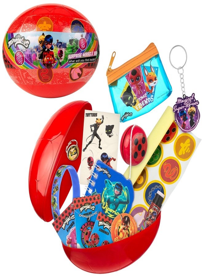 Miraculous 13pc Surprise Miracle Box -Zag Heroez Themed Ladybug and Cat Noir Toys Surprise with Stickers for Kids, Treasure Prizes, Birthday Favors - Image 1