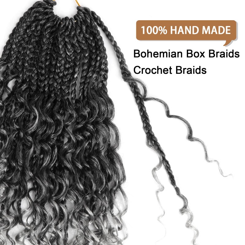 Diha Goddess Box Braids Crochet Hair With Curly Ends 14 Inch Bohomian Box Braids Crochet Braids 8 Packs 3X Crochet Braids Synthetic Braiding Hair Extension for Black Women(14 Inch (Pack of 8), T-Grey)â€¦â€¦â€¦ - Image 3