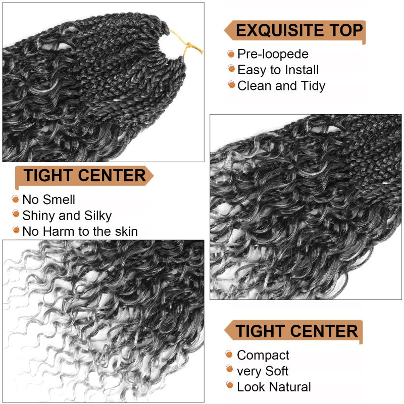 Diha Goddess Box Braids Crochet Hair With Curly Ends 14 Inch Bohomian Box Braids Crochet Braids 8 Packs 3X Crochet Braids Synthetic Braiding Hair Extension for Black Women(14 Inch (Pack of 8), T-Grey)â€¦â€¦â€¦ - Image 4