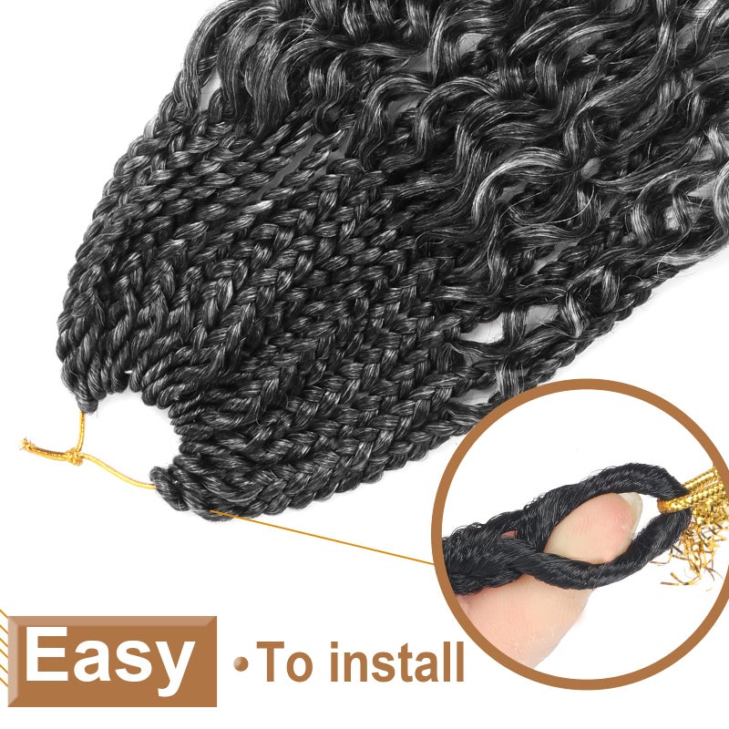 Diha Goddess Box Braids Crochet Hair With Curly Ends 14 Inch Bohomian Box Braids Crochet Braids 8 Packs 3X Crochet Braids Synthetic Braiding Hair Extension for Black Women(14 Inch (Pack of 8), T-Grey)â€¦â€¦â€¦ - Image 2