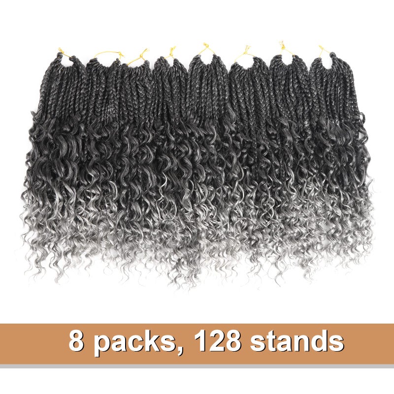 Diha Goddess Box Braids Crochet Hair With Curly Ends 14 Inch Bohomian Box Braids Crochet Braids 8 Packs 3X Crochet Braids Synthetic Braiding Hair Extension for Black Women(14 Inch (Pack of 8), T-Grey)â€¦â€¦â€¦ - Image 5