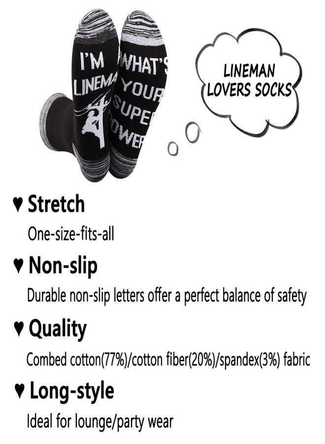 G2TUP 2 Pair Lineman Gift I'm A Lineman What's Your Superpower? Socks Lineman Wife Socks Journeyman Lineman Gift (Cotton, I'm A Lineman 2p) - Image 3