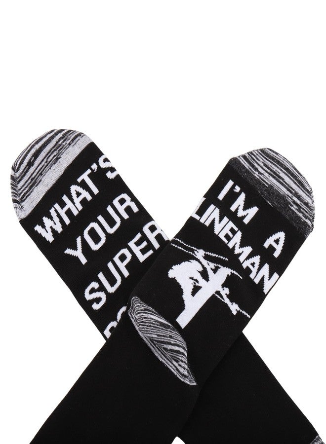 G2TUP 2 Pair Lineman Gift I'm A Lineman What's Your Superpower? Socks Lineman Wife Socks Journeyman Lineman Gift (Cotton, I'm A Lineman 2p) - Image 4