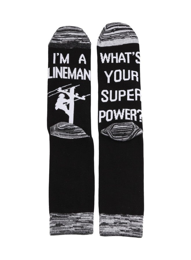 G2TUP 2 Pair Lineman Gift I'm A Lineman What's Your Superpower? Socks Lineman Wife Socks Journeyman Lineman Gift (Cotton, I'm A Lineman 2p) - Image 2