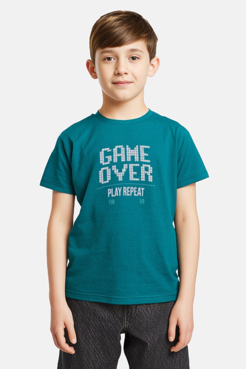 Sinsay تي شيرت قصير الأكمام بألوان جرافيك للأطفال الأولاد، أخضر - Image 1