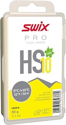 Swix HS10-6 - HIGH Speed Wax - HS10 Yellow - 32+ Degrees Fahrenheit - 60g Bar - Fluoro Free - Ski or Snowboard - FIS - Image 1