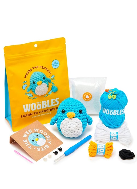 The Woobles Beginners Crochet Kit with Easy Peasy Yarn as seen on Shark Tank - with Step-by-Step Video Tutorials - Pierre The Penguin