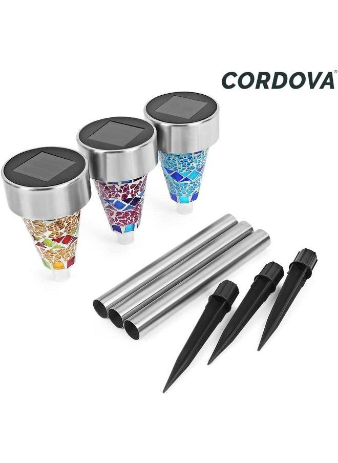 Cordova Solar Garden Lawn Light - Outdoor Waterproof Stainless Steel Courtyard Decoration Garden Light - Solar Stained Glass Mosaic Solar Light Perfect for Landscape Garden Sidewalk Road Lawn Deck  - Image 2