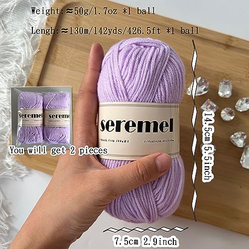 seremel 2 Pcs Crochet Yarn, 2 Balls of 100g/280Yards Soft Acrylic Yarns, Assorted Colors 4-ply Yarn for Crocheting and Knitting/DIY (Khaki-2) - Image 2