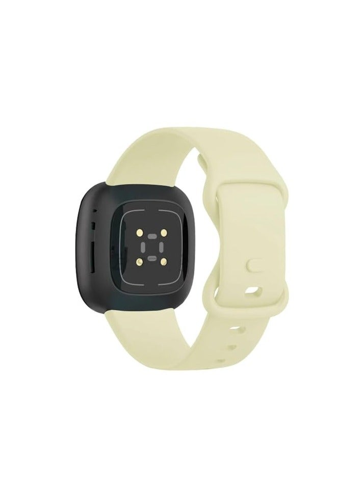 سوار ساعة من السيليكون متوافق مع سوار ساعة فيرسا 3 فقط، جميل، رياضي، انسيابي، عالي الجودة (أصفر بنانا) - Image 1