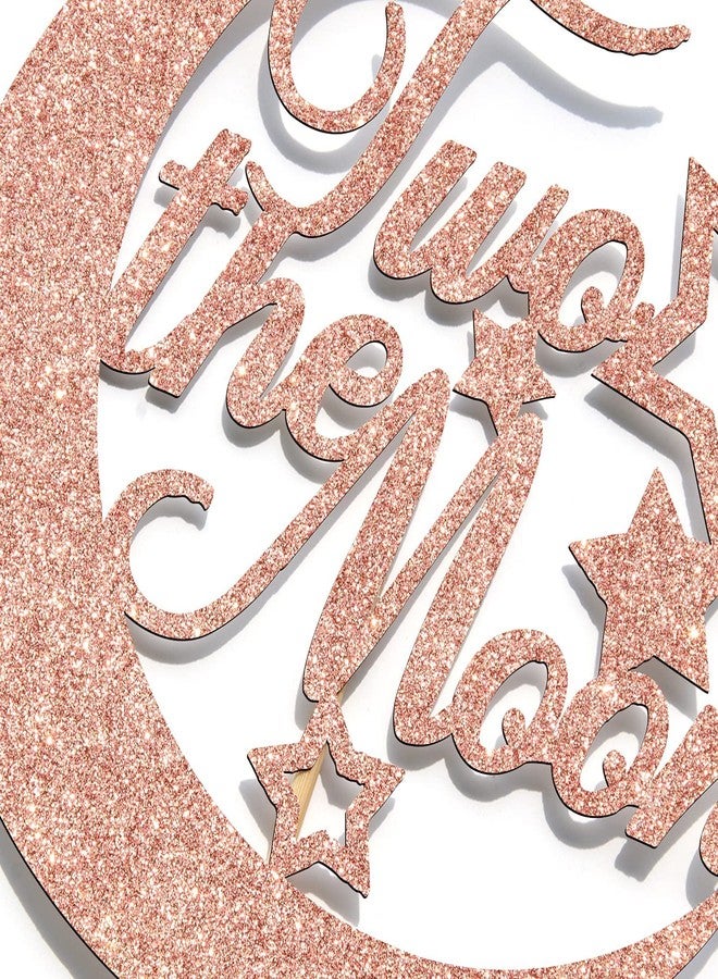 Festiko®Rose Gold Glitter Two The Moon Cake Topper - 2nd Birthday Anniversary Cake Decoration - Two Cute - Kid's Birthday Party Supplies - Image 3