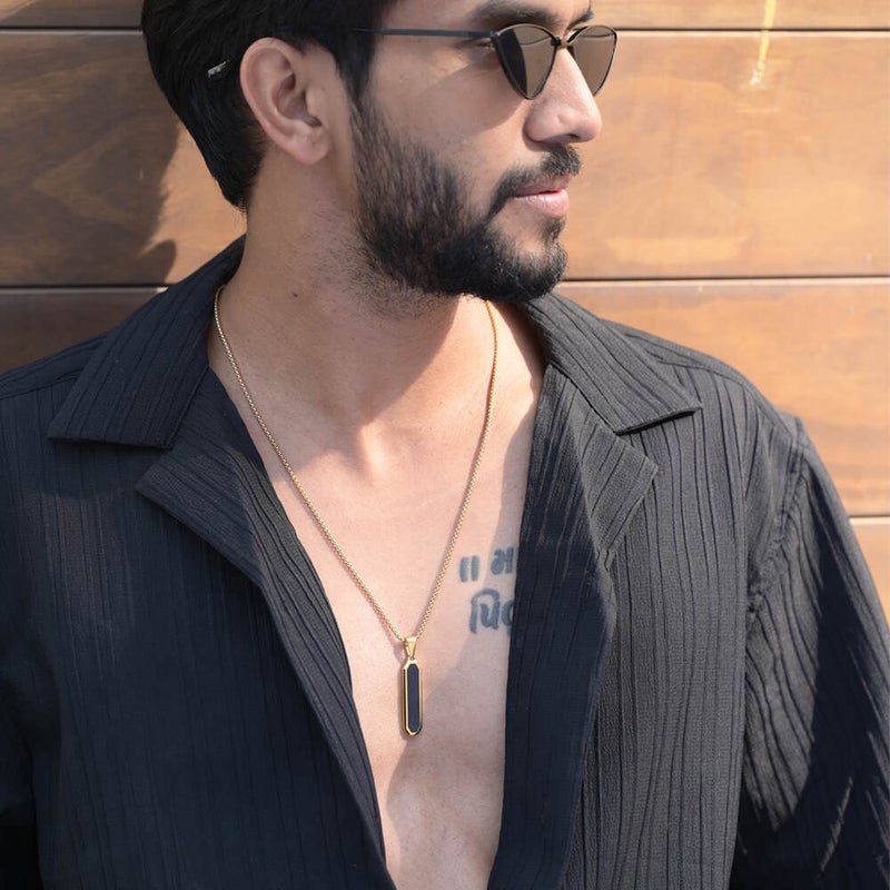 PALMONAS Midnight Prism - Pendant Necklace for Men | 18K Gold Plated, Waterproof & Anti-Tarnish - Image 4